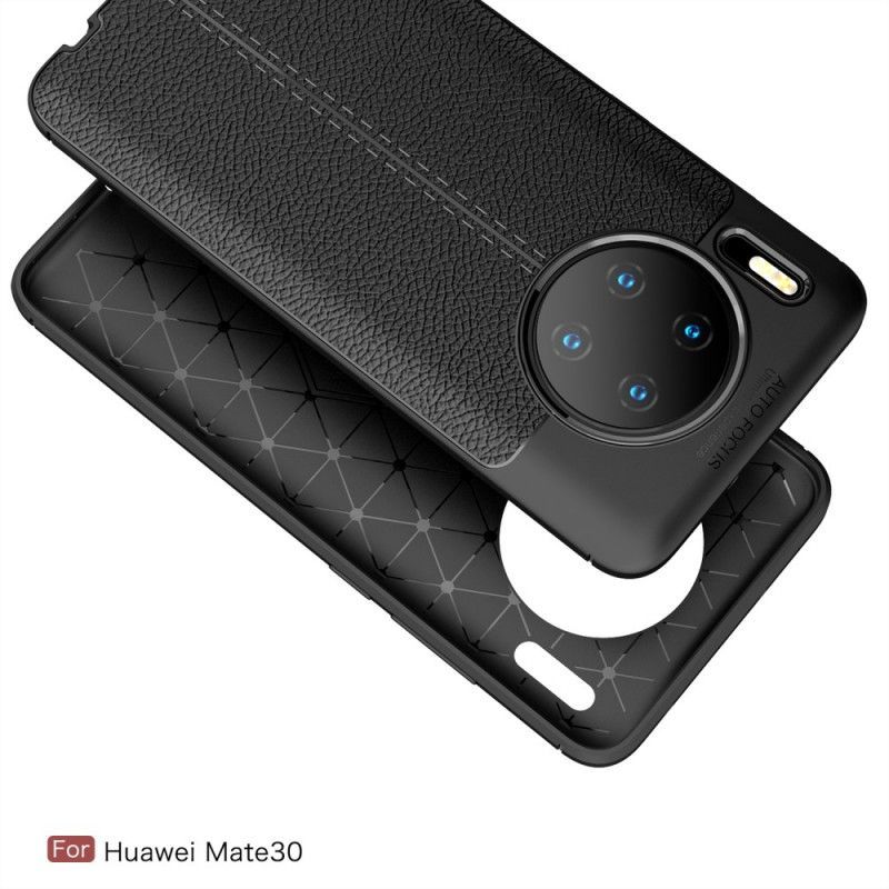 Κάλυμμα Huawei Mate 30 Μαύρο Εφέ Δέρματος Λίτσι σιλικόνης