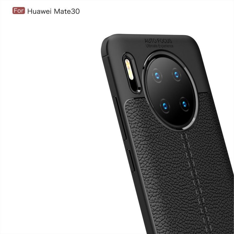 Κάλυμμα Huawei Mate 30 Μαύρο Εφέ Δέρματος Λίτσι σιλικόνης