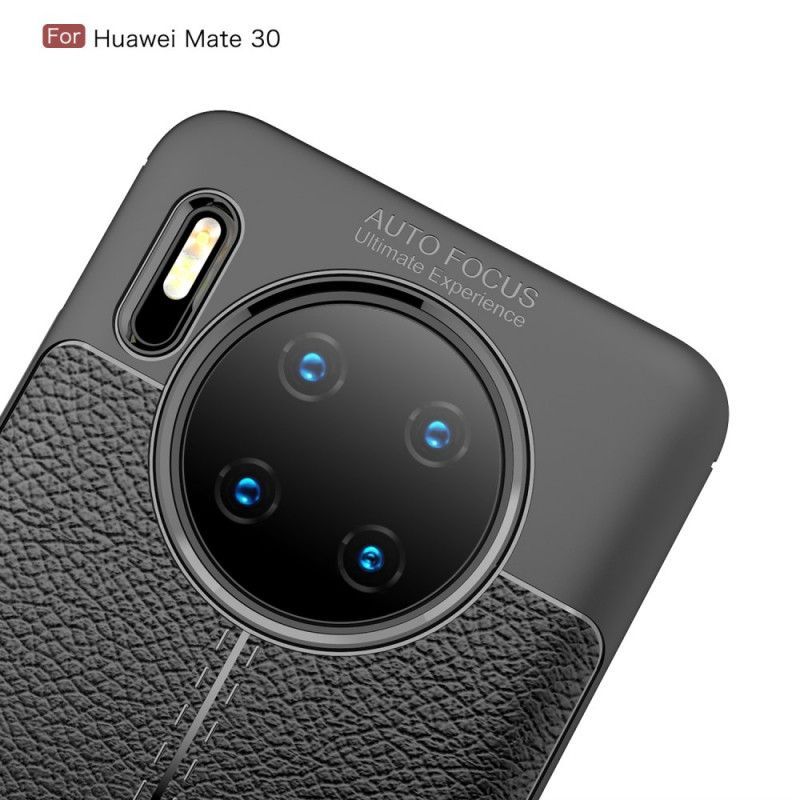 Κάλυμμα Huawei Mate 30 Μαύρο Εφέ Δέρματος Λίτσι σιλικόνης