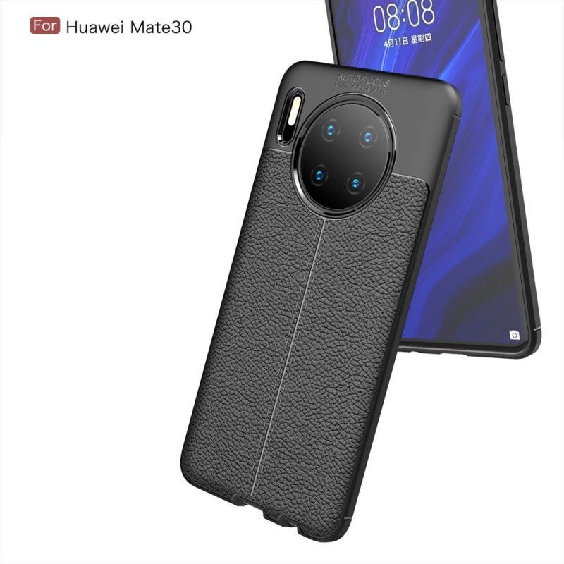 Κάλυμμα Huawei Mate 30 Μαύρο Εφέ Δέρματος Λίτσι σιλικόνης