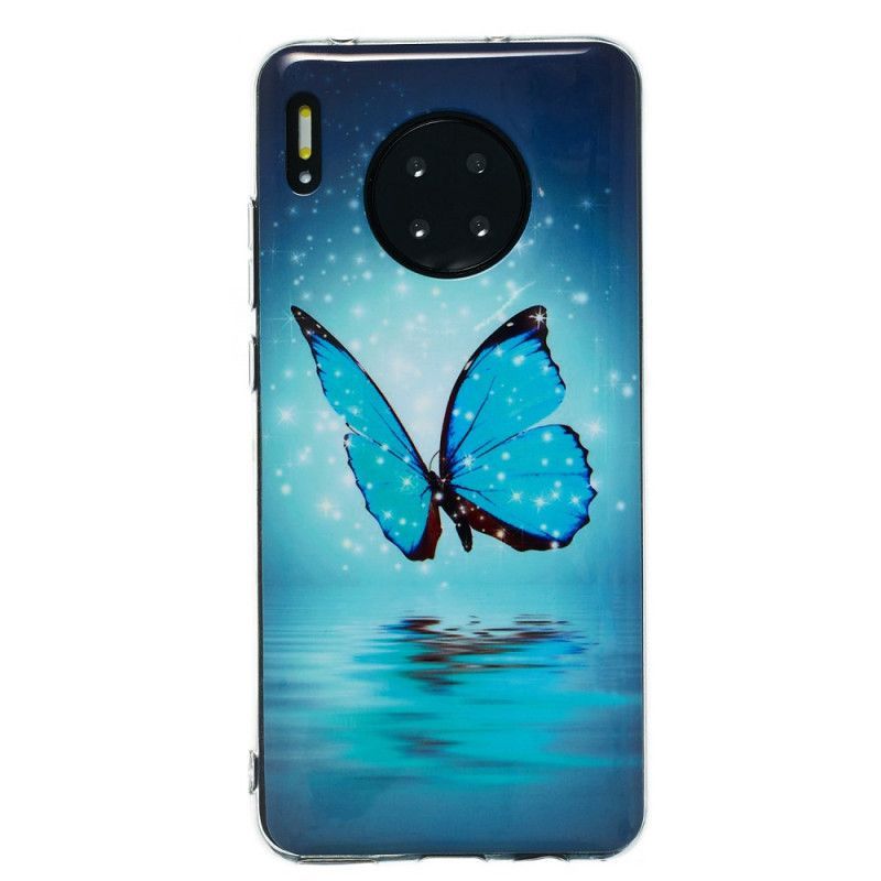 Κάλυμμα Huawei Mate 30 Pro Φθορίζουσα Μπλε Πεταλούδα