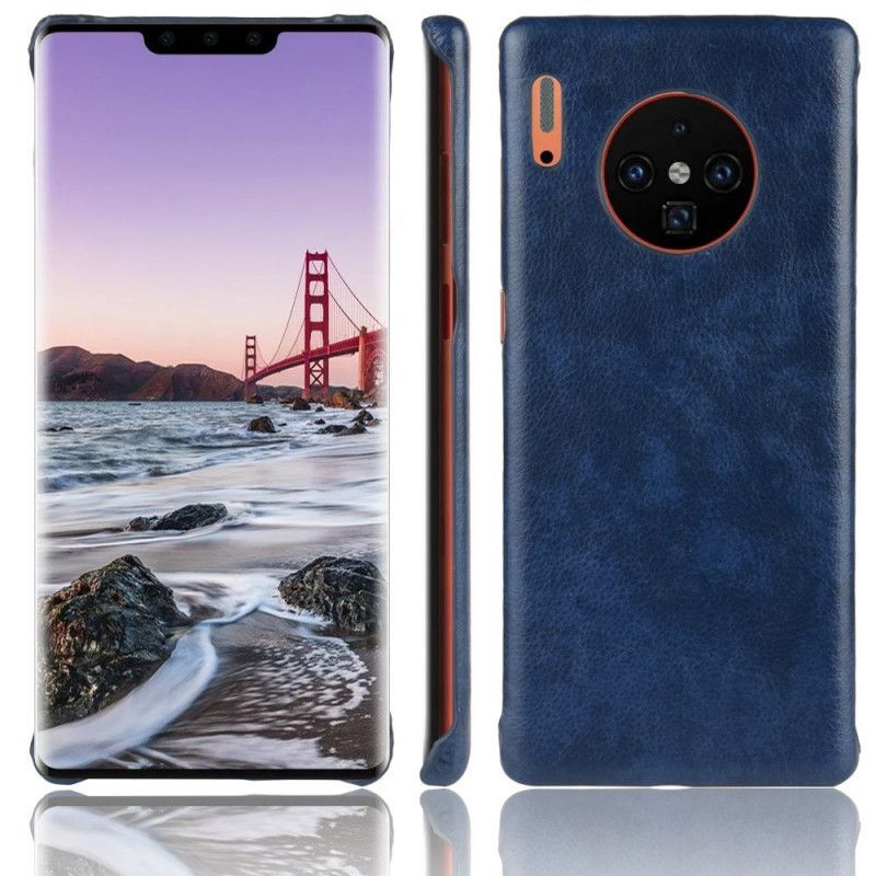 Κάλυμμα Huawei Mate 30 Pro Γκρι Δερμάτινο Εφέ Απόδοσης Λίτσι