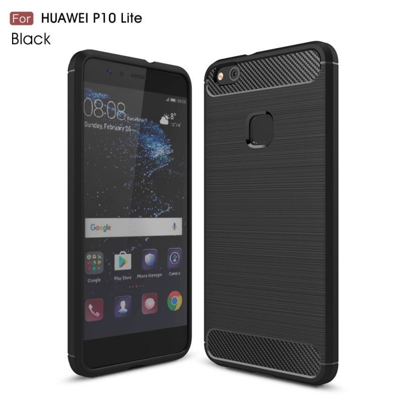 Κάλυμμα Huawei P10 Lite Μαύρο Βουρτσισμένη Ίνα Άνθρακα