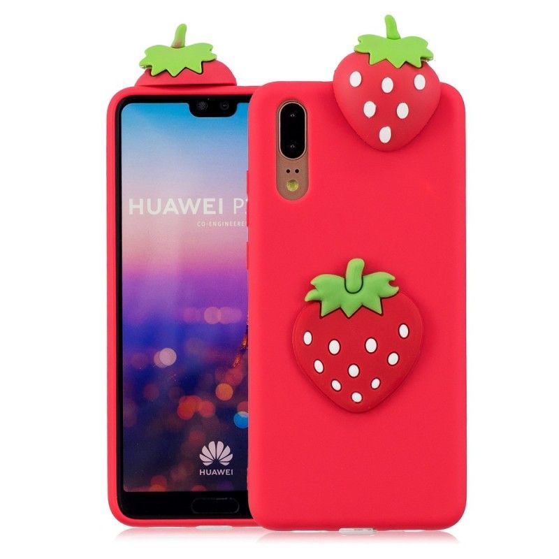 Κάλυμμα Huawei P20 3D Φράουλα