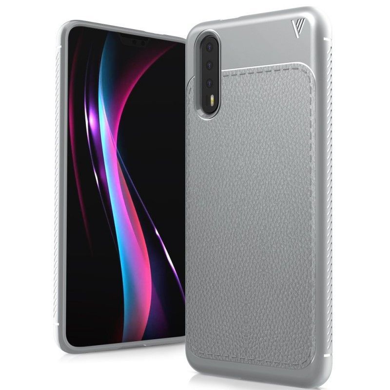 Κάλυμμα Huawei P20 Γκρι Premium Δερμάτινο Εφέ σιλικόνης