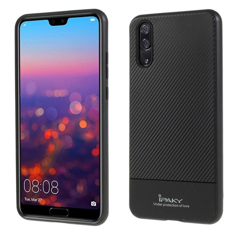 Κάλυμμα Huawei P20 Μαύρο Ανθρακόνημα Ipaky σιλικόνης