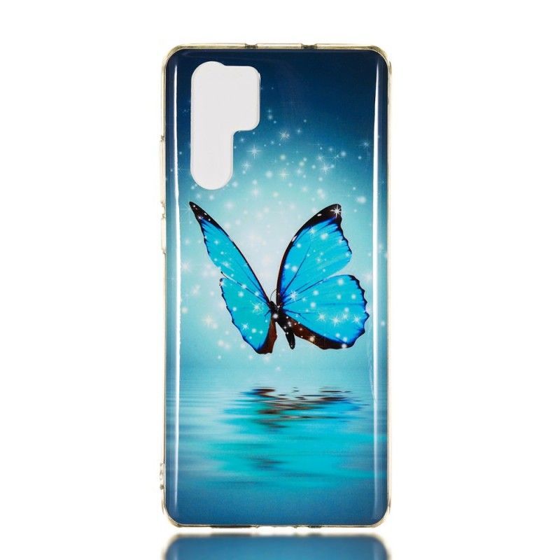 Κάλυμμα Huawei P30 Pro Φθορίζουσα Μπλε Πεταλούδα