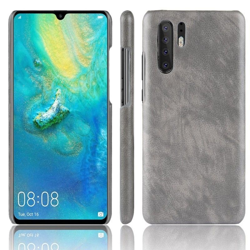 Κάλυμμα Huawei P30 Pro Μαύρο Δερμάτινο Εφέ Απόδοσης Λίτσι