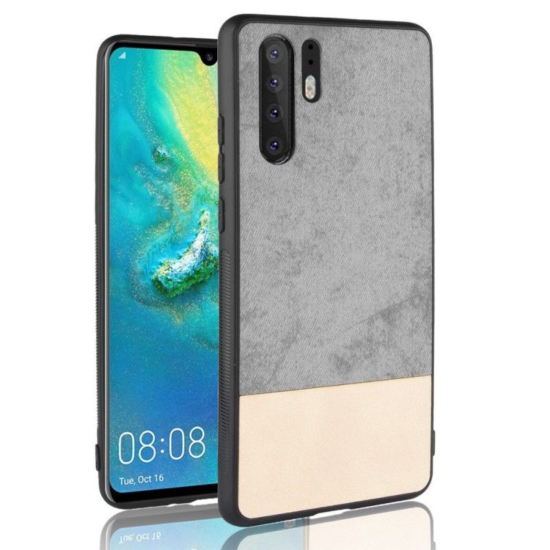 Κάλυμμα Huawei P30 Pro Μαύρο Δίχρωμη Απομίμηση Δέρματος σιλικόνης