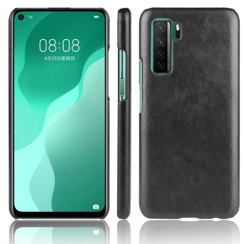 Κάλυμμα Huawei P40 Lite 5G Μαύρο Δερμάτινο Εφέ Απόδοσης Λίτσι σιλικόνης