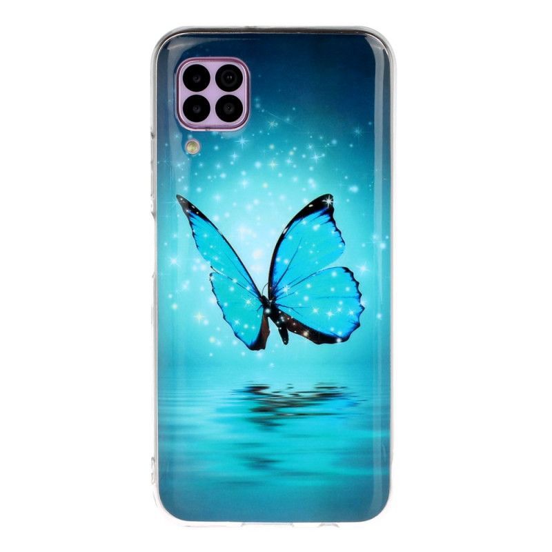 Κάλυμμα Huawei P40 Lite Θήκες Κινητών Φθορίζουσα Μπλε Πεταλούδα