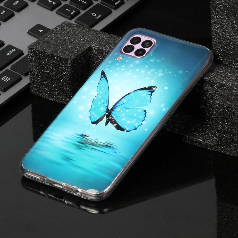 Κάλυμμα Huawei P40 Lite Θήκες Κινητών Φθορίζουσα Μπλε Πεταλούδα