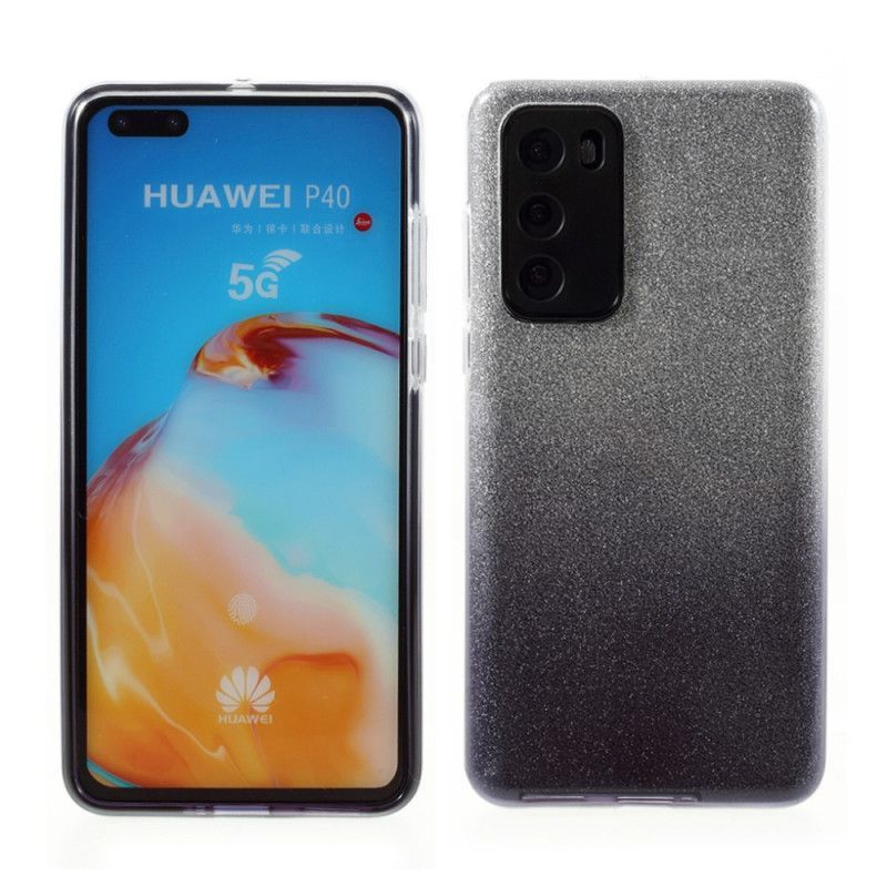 Κάλυμμα Huawei P40 Μαύρο Γκλίτερ Κλίση σιλικόνης