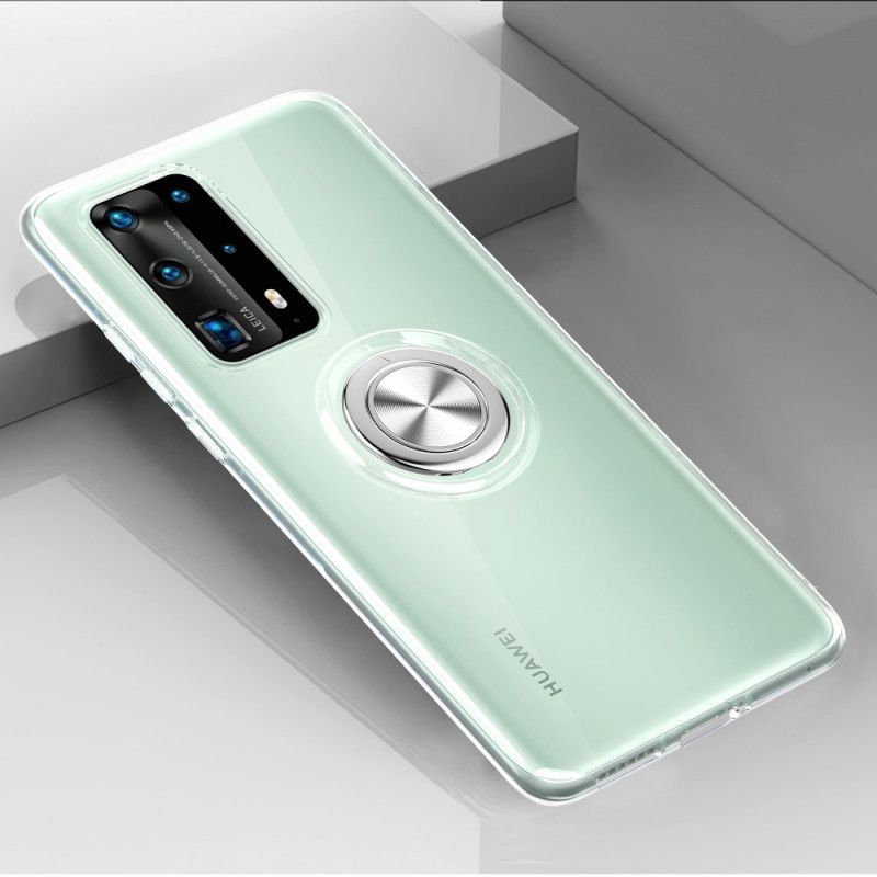 Κάλυμμα Huawei P40 Pro Καθαρό Μεταλλικός Περιστρεφόμενος Δακτύλιος Σιλικόνης