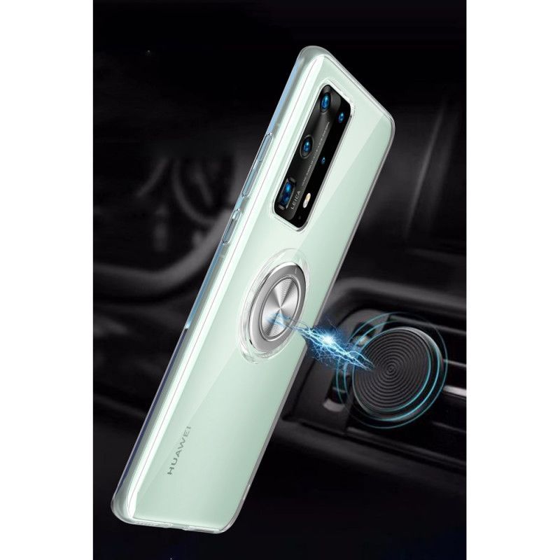 Κάλυμμα Huawei P40 Pro Καθαρό Μεταλλικός Περιστρεφόμενος Δακτύλιος Σιλικόνης