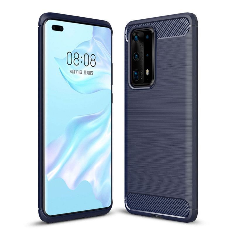 Κάλυμμα Huawei P40 Pro Plus Μαύρο Βουρτσισμένη Ίνα Άνθρακα σιλικόνης