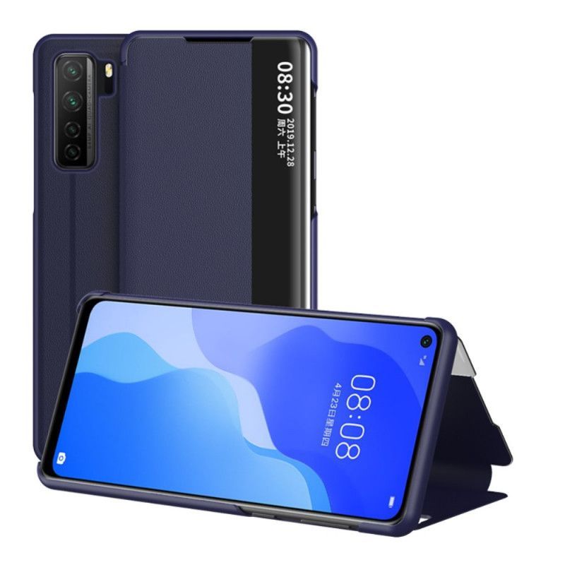 Προβολή Εξωφύλλου Huawei P40 Lite 5G Μαύρο Με Υφή Faux Δέρμα