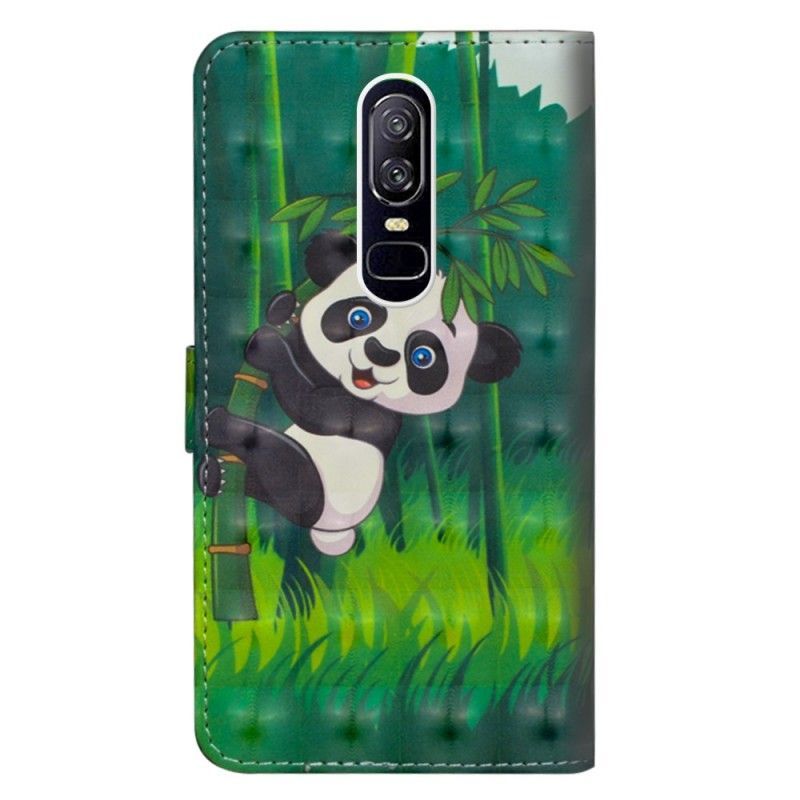 δερματινη Κάλυμμα OnePlus 6 Panda Στη Ζούγκλα