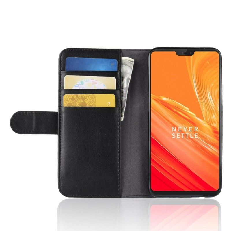 Κάλυμμα Folio OnePlus 6 Μαύρο Γνήσιο Δέρμα