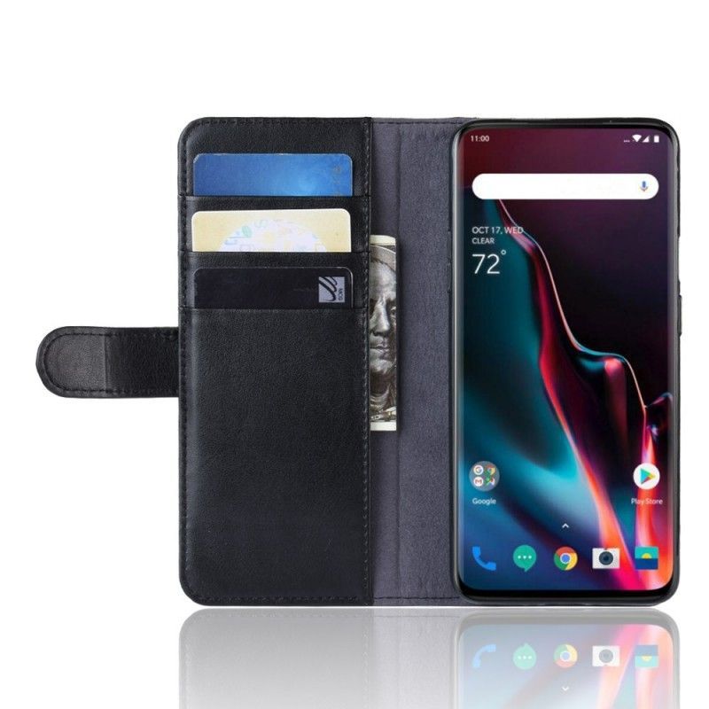 Κάλυμμα Folio OnePlus 7 Pro Μαύρο Σπαστό Δέρμα