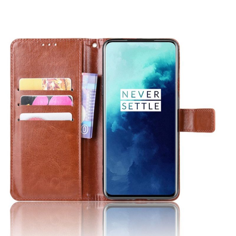 Κάλυμμα Folio OnePlus 7T Pro Μαύρο Φανταχτερό Απομίμηση Δέρματος