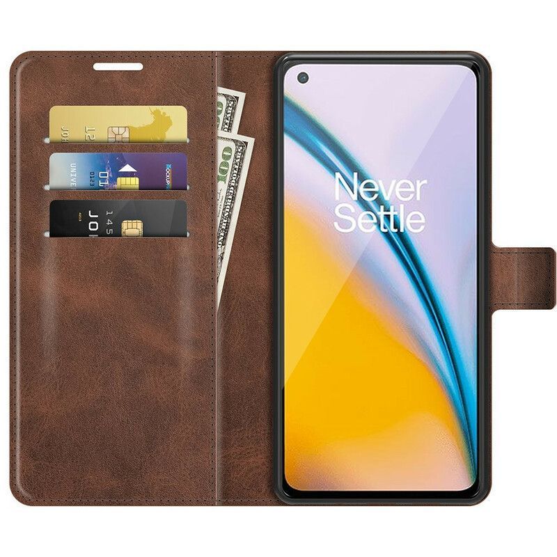 Κάλυμμα Folio OnePlus Nord 2 5G Μαύρο Εξαιρετικά Λεπτό Δερμάτινο Εφέ