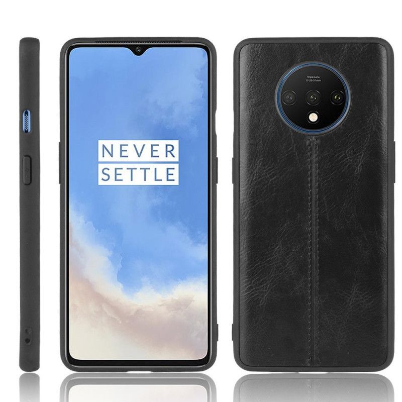 Κάλυμμα Για OnePlus 7T Μαύρο Ραφή Σε Στυλ Δέρματος