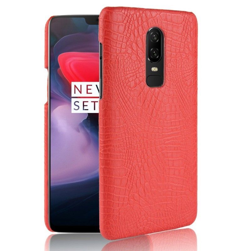 Κάλυμμα OnePlus 6 Μαύρο Εφέ Δέρματος Κροκόδειλου