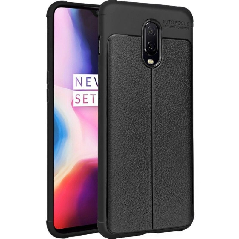 Κάλυμμα OnePlus 6T Μαύρο Ραφή Από Ψεύτικο Δέρμα Imak