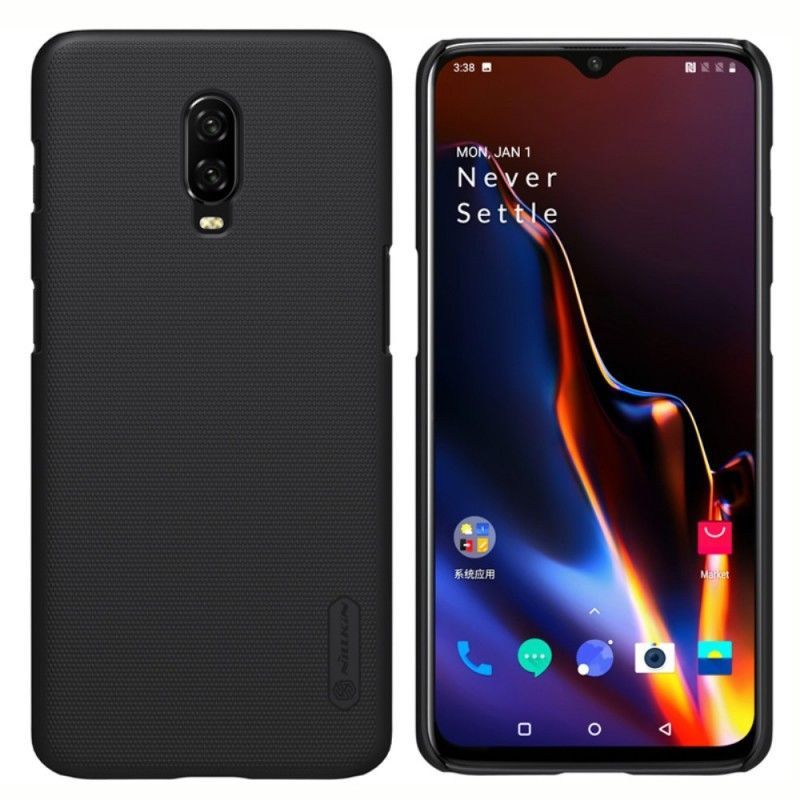 Κάλυμμα OnePlus 6T Μαύρο Σκληρό Παγωμένο Νίλκιν σιλικόνης