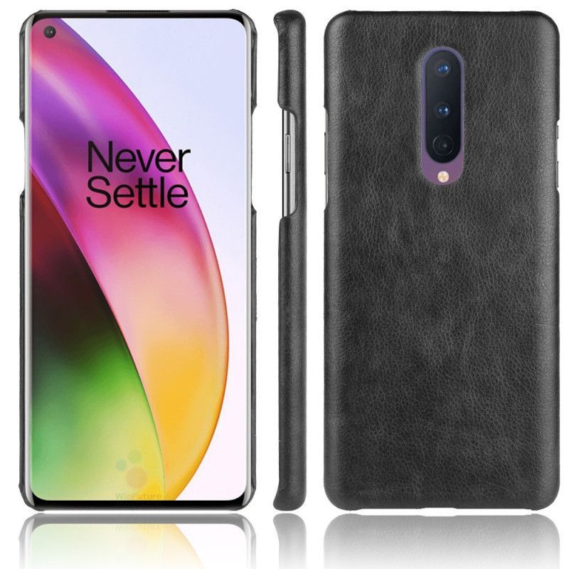 Κάλυμμα OnePlus 8 Μαύρο Δερμάτινο Εφέ Λίτσι Πρωτότυπος