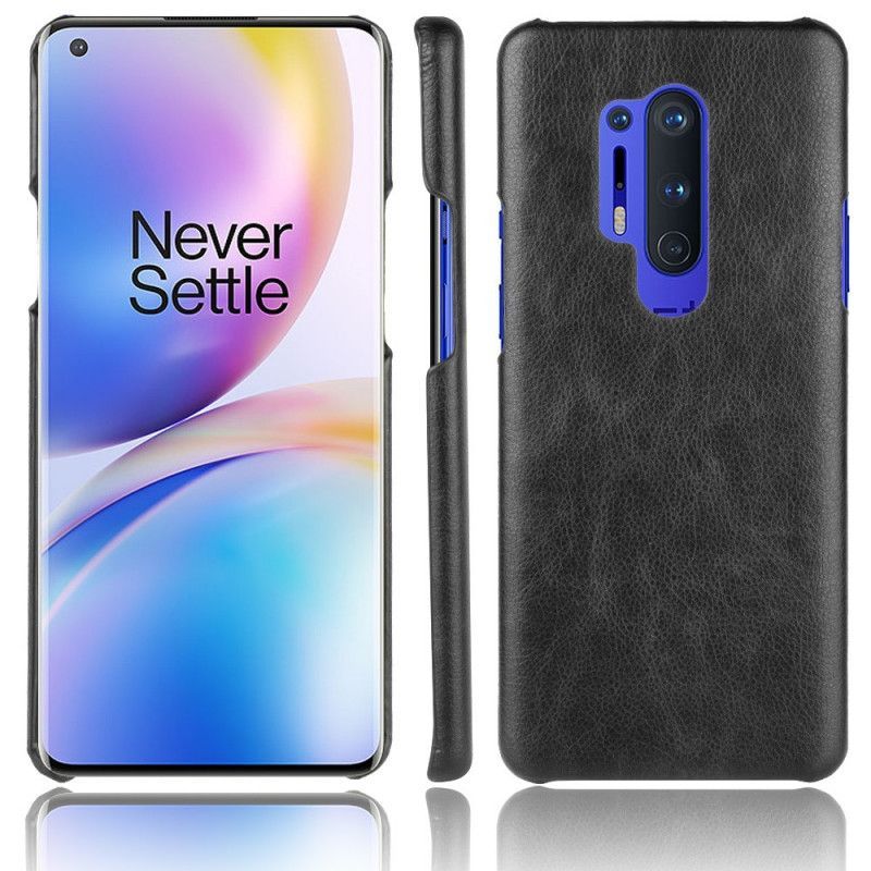 Κάλυμμα OnePlus 8 Pro Μαύρο Δερμάτινο Εφέ Λίτσι