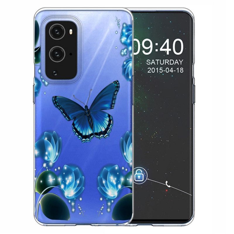 Κάλυμμα OnePlus 9 Pro Σκούρο Μπλε Πεταλούδα Πολυτελείας