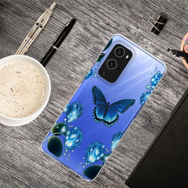 Κάλυμμα OnePlus 9 Pro Σκούρο Μπλε Πεταλούδα Πολυτελείας