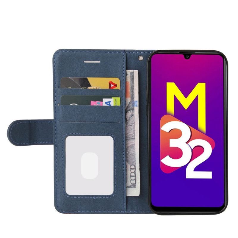 δερματινη Κάλυμμα Για Samsung Galaxy M32 Μαύρο Διχρωμία