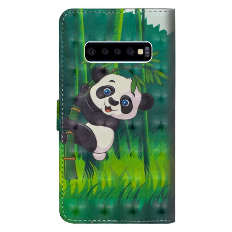 δερματινη Κάλυμμα Για Samsung Galaxy S10 5G Panda Και Μπαμπού