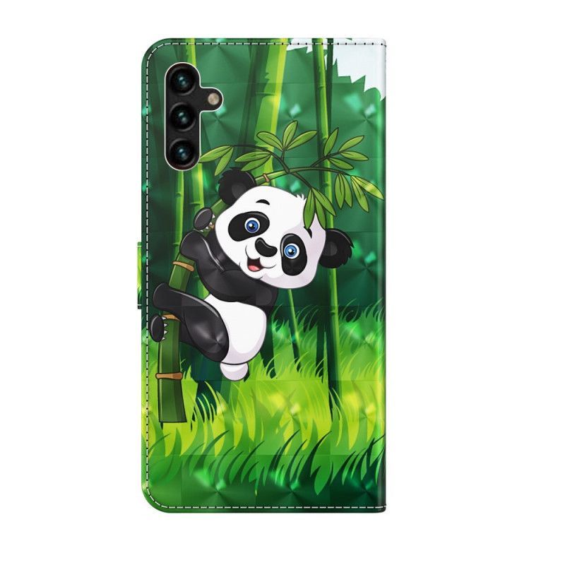 δερματινη Κάλυμμα Samsung Galaxy A13 5G Panda Και Μπαμπού Πρωτότυπος