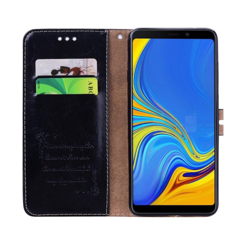 δερματινη Κάλυμμα Samsung Galaxy A9 Μαύρο Vintage Δερμάτινο Εφέ Πρωτότυπος