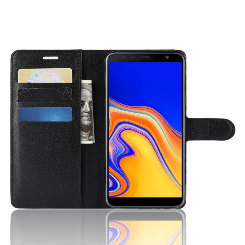 δερματινη Κάλυμμα Samsung Galaxy J4 Plus Μαύρο Κλασικό