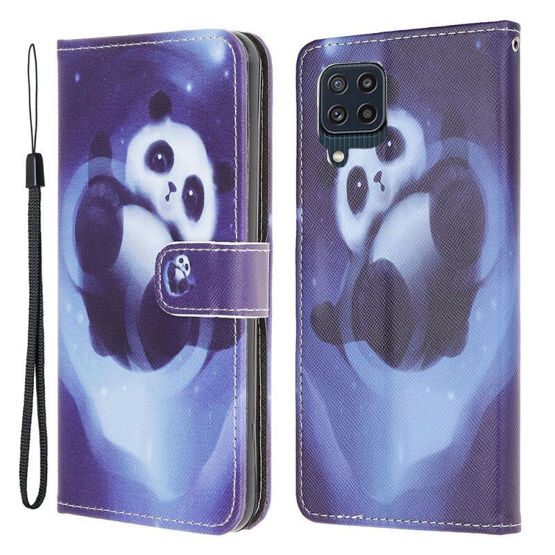 δερματινη Κάλυμμα Samsung Galaxy M32 Χώρος Panda Με Λουράκι σιλικόνης