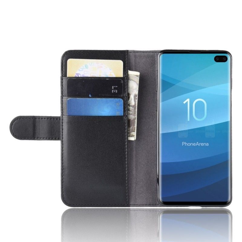 δερματινη Κάλυμμα Samsung Galaxy S10 Plus Μαύρο Σπαστό Δέρμα Πρωτότυπος