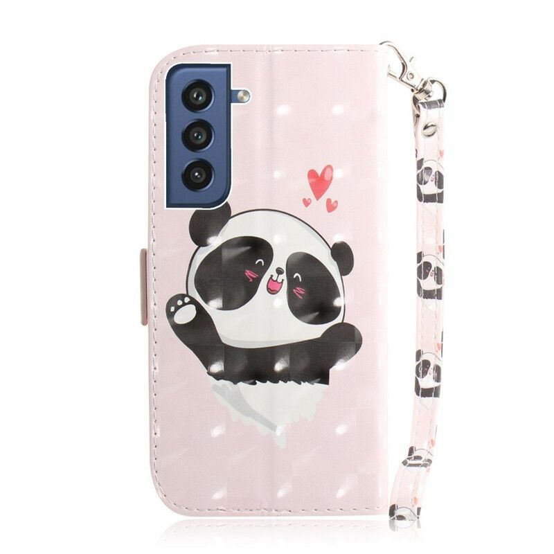 δερματινη Κάλυμμα Samsung Galaxy S21 FE Panda Love Λουράκι