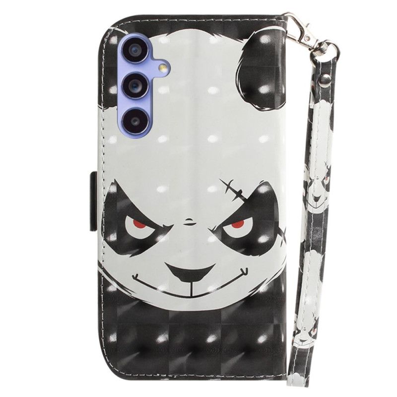 Δερματινη Θηκη Samsung Galaxy A55 5g Angry Panda Με Λουράκι