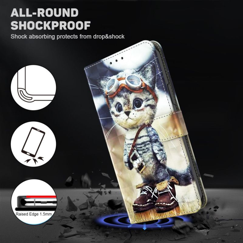 Δερματινη Θηκη Samsung Galaxy A55 5g Aviator Cat Με Λουράκι