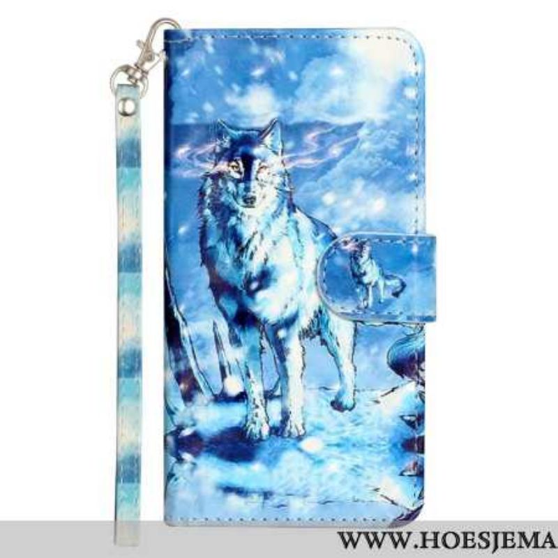 Δερματινη Θηκη Samsung Galaxy S24 Fe Snow Wolf With Strap Σιλικόνης