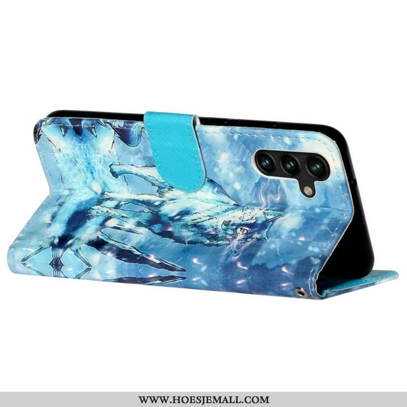 Δερματινη Θηκη Samsung Galaxy S24 Fe Snow Wolf With Strap Σιλικόνης