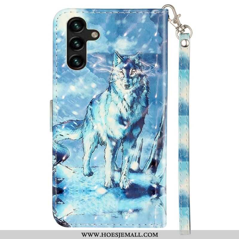 Δερματινη Θηκη Samsung Galaxy S24 Fe Snow Wolf With Strap Σιλικόνης