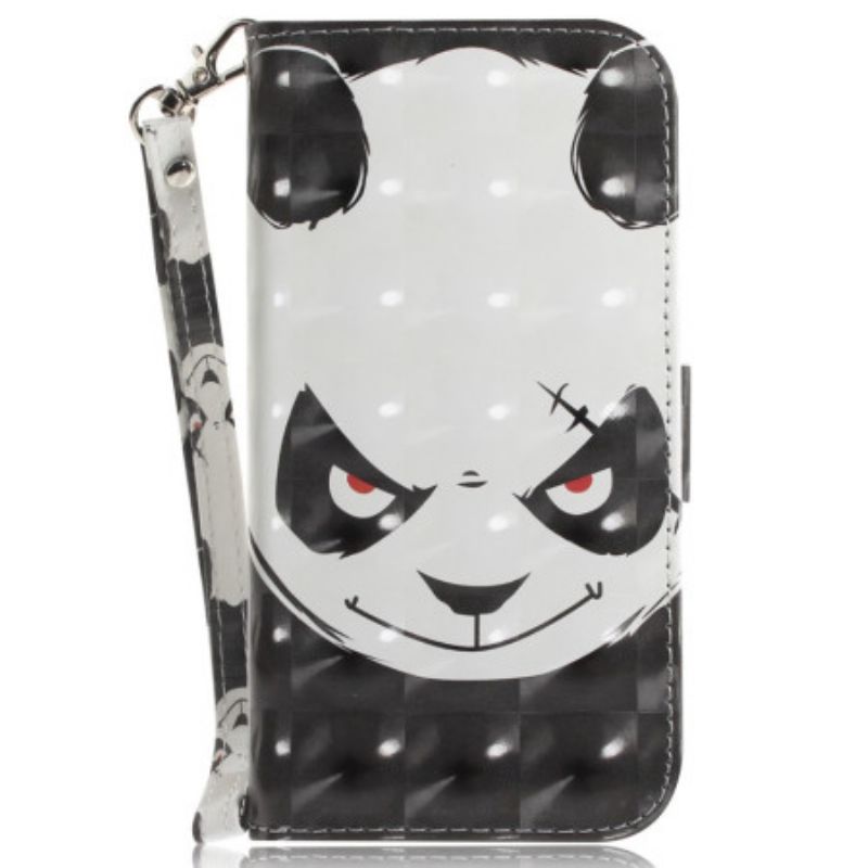 Δερματινη Θηκη Samsung Galaxy S24 Plus 5g Angry Panda Με Λουράκι