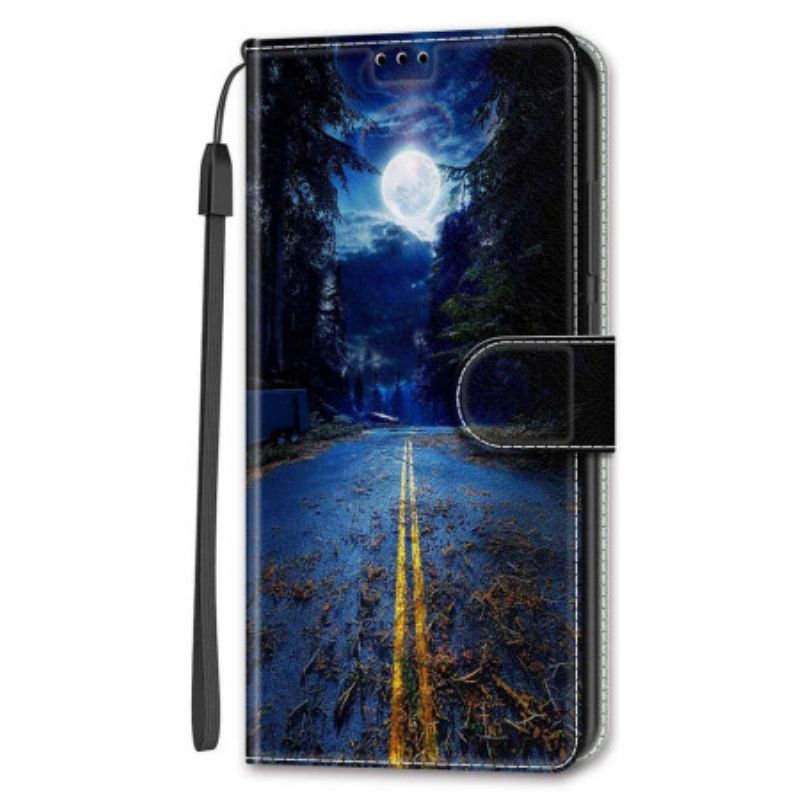 Δερματινη Θηκη Samsung Galaxy S24 Plus 5g Night Road And Moon Strap