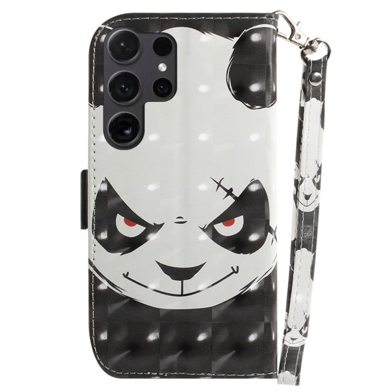 Δερματινη Θηκη Samsung Galaxy S24 Ultra 5g Angry Panda Με Λουράκι